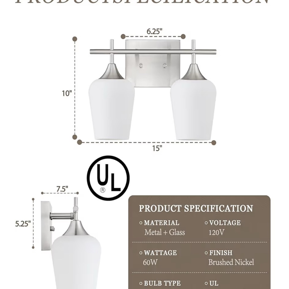 Modern White and Silver Bathroom Vanity Light. Home decor. - Picture 6 of 11
